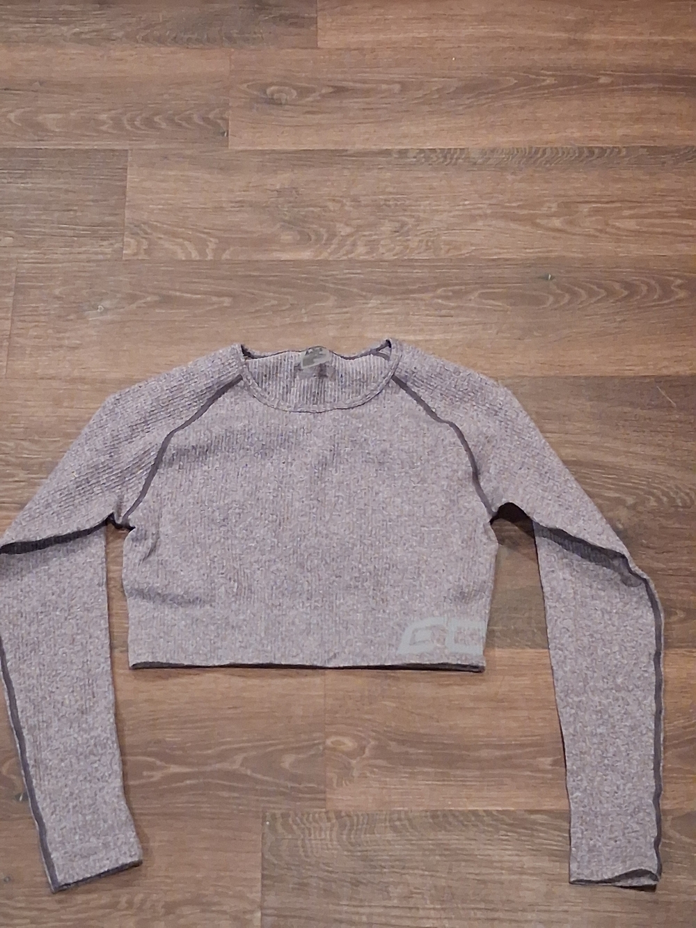 ECHT Heather Taupe Ribbed Cropped Long-Sleeve Top